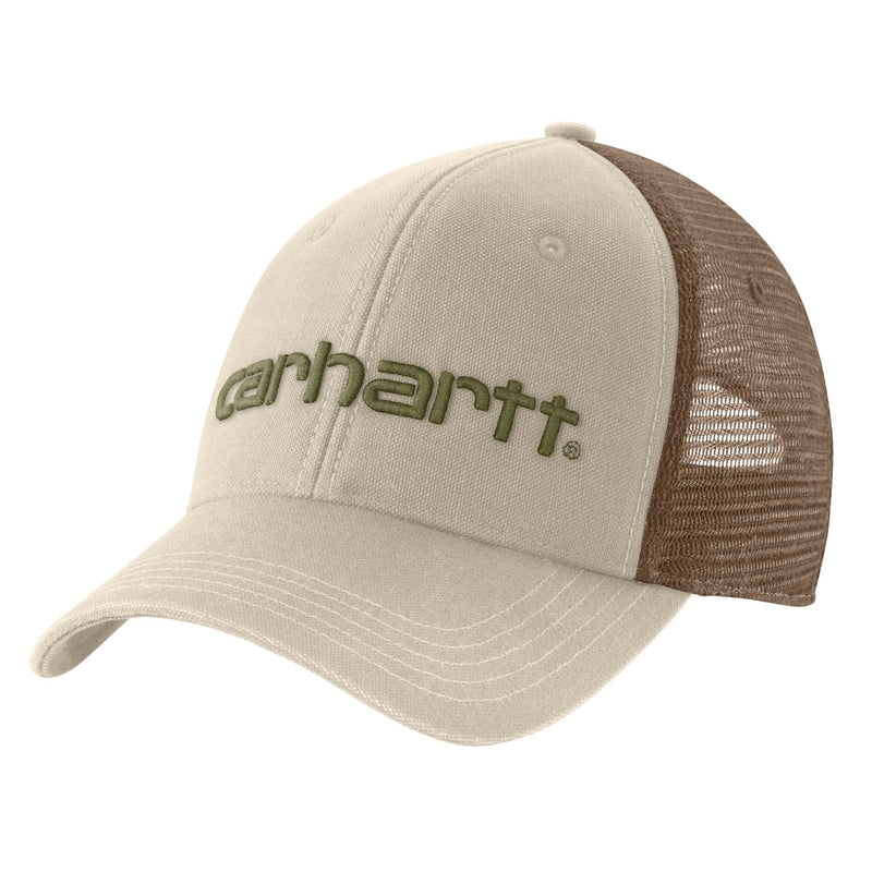 Canvas Mesh-Back Logo Graphic Cap Oat Milk 101195