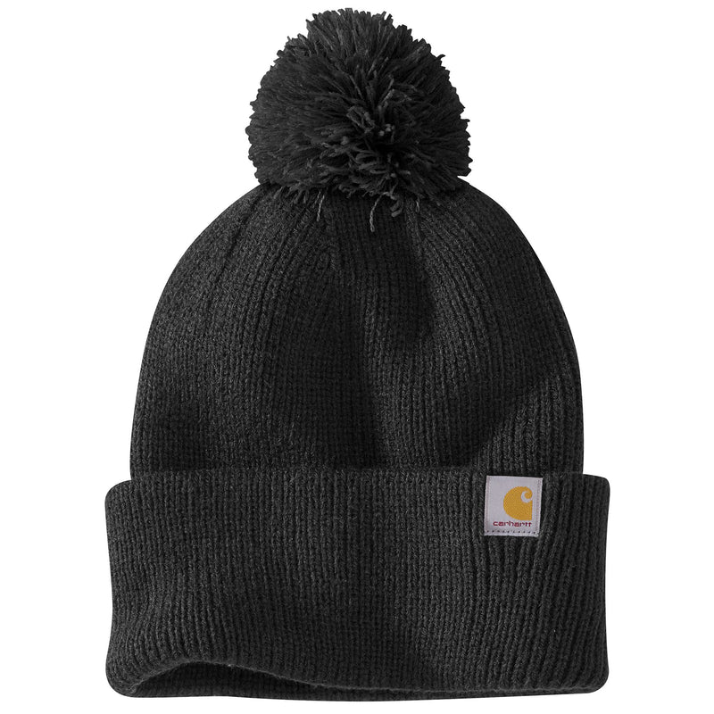 Women's Knit Pom-Pom Cuffed Beanie Black 106003