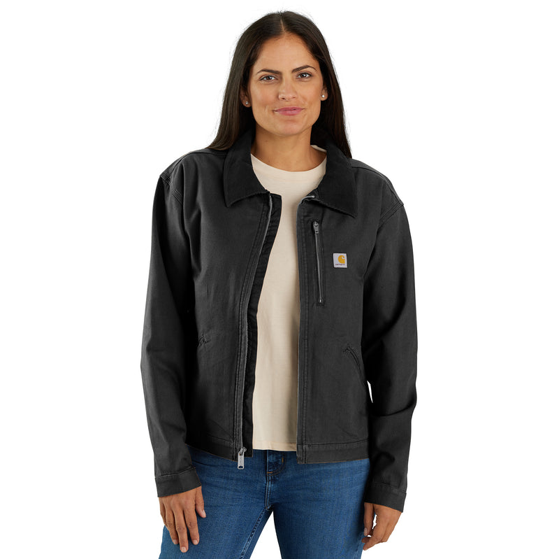 Women's Rugged Flex® Loose Fit Canvas Detroit Jacket Black 106208