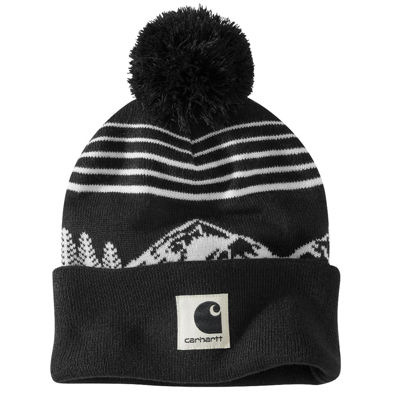 Knit Pom Mountain Beanie Black 106335