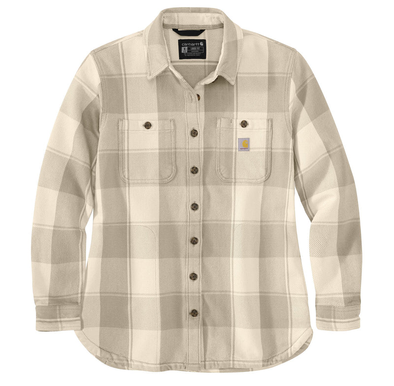 Women's Rugged Flex® Loose Fit Heavyweight Duck Overshirt Oat Milk 106450