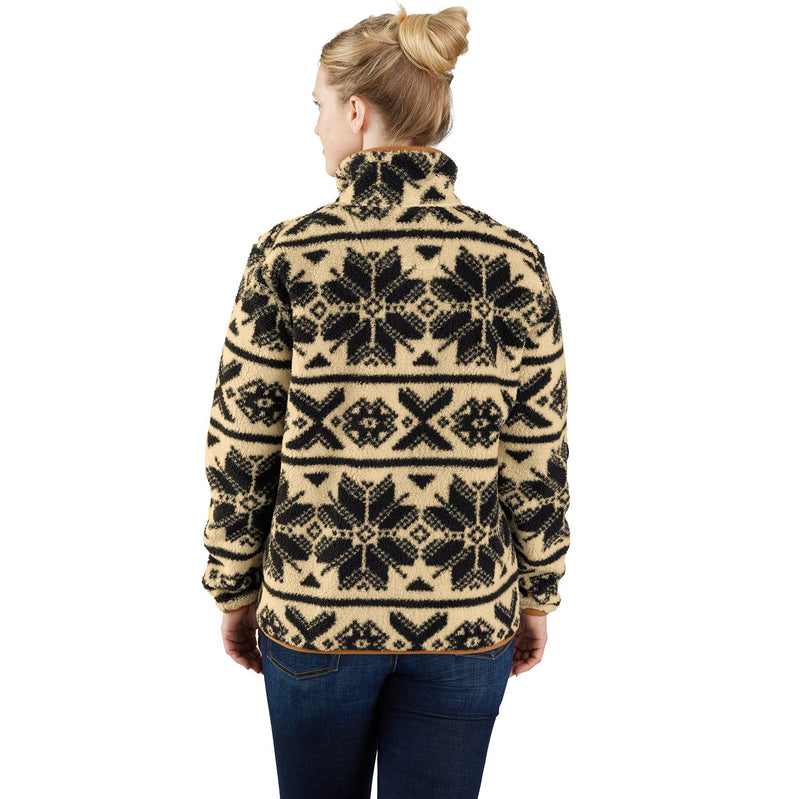 Women's Loose Fit Fleece Pullover Black/Oat Milk Fairisle 106470