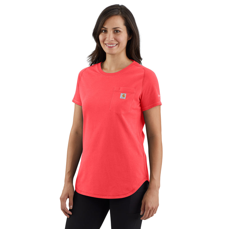 Women's Carhartt Force® Relaxed Fit Pocket T-Shirt Coral Glow 106650